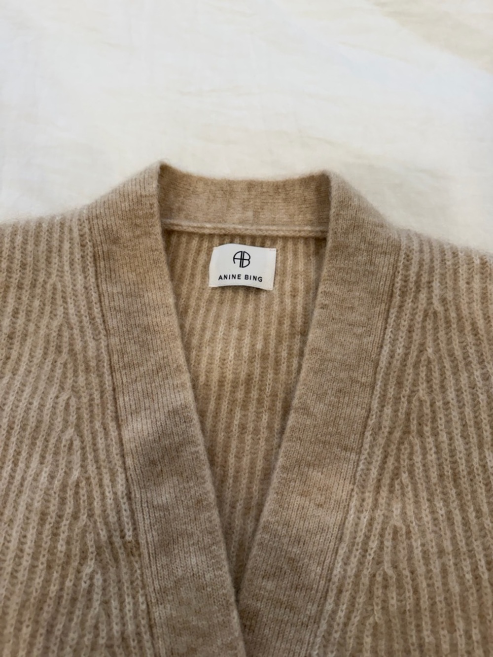 Anine Bing Maxwell Cardigan: mohair, gold buttons, oatmeal - Picture 6 of 13